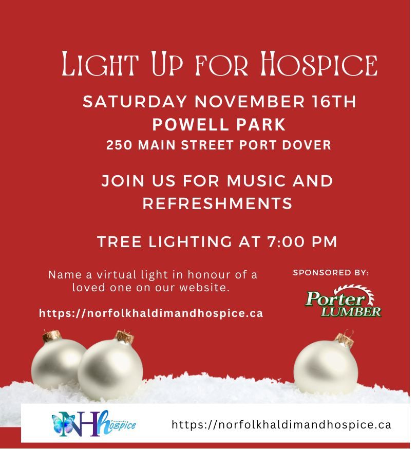 Norfolk Haldimand Community Hospice Christmas Tree light up in Powell Park