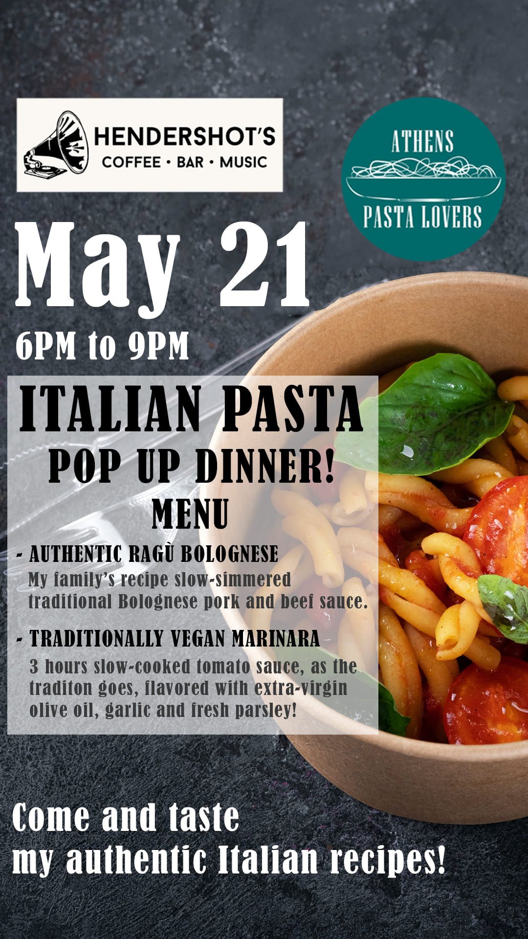 Authentic Italian Pasta Pop-Up Dinner!