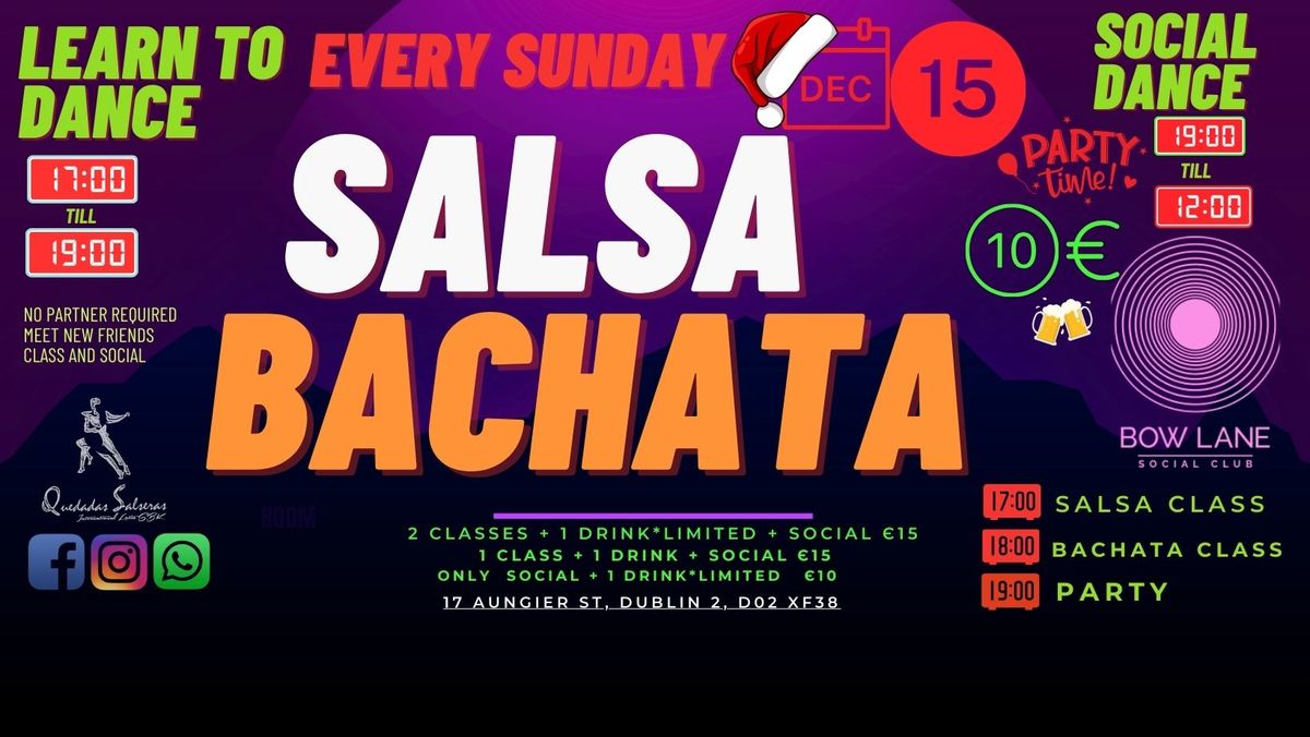 SUNDAY CLASSES- BACHATA & SALSA & SOCIAL at BOW LANE