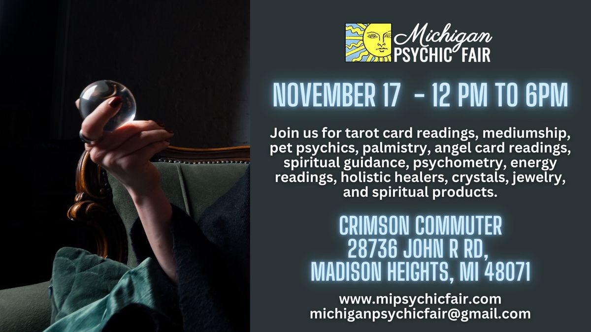 Michigan Psychic Fair November 17, 2024, Crimson Commuter