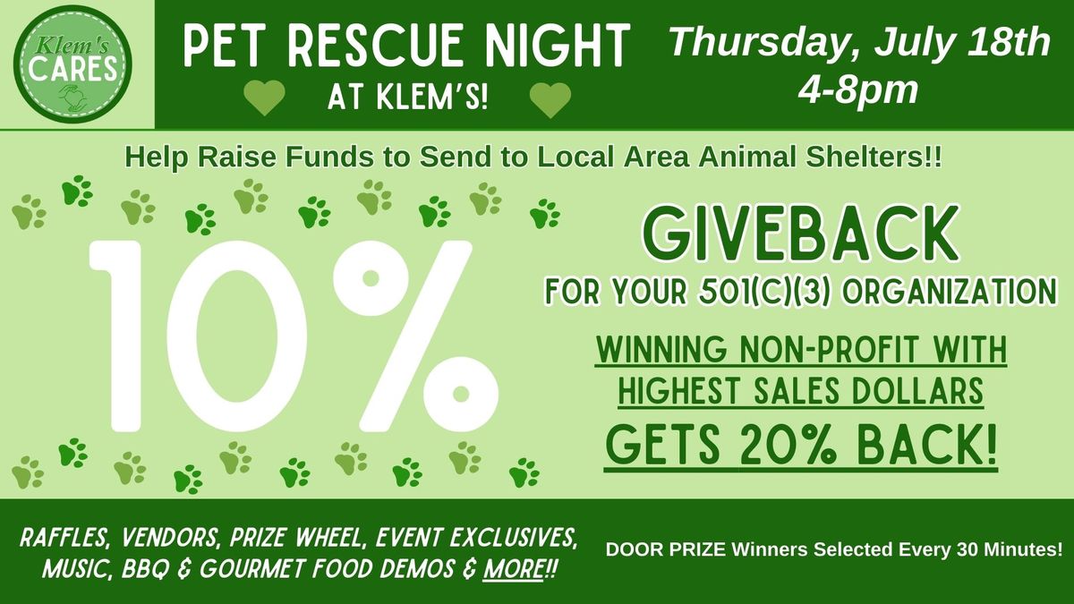 Klem's Cares \ud83d\udc9a Pet Rescue Night!