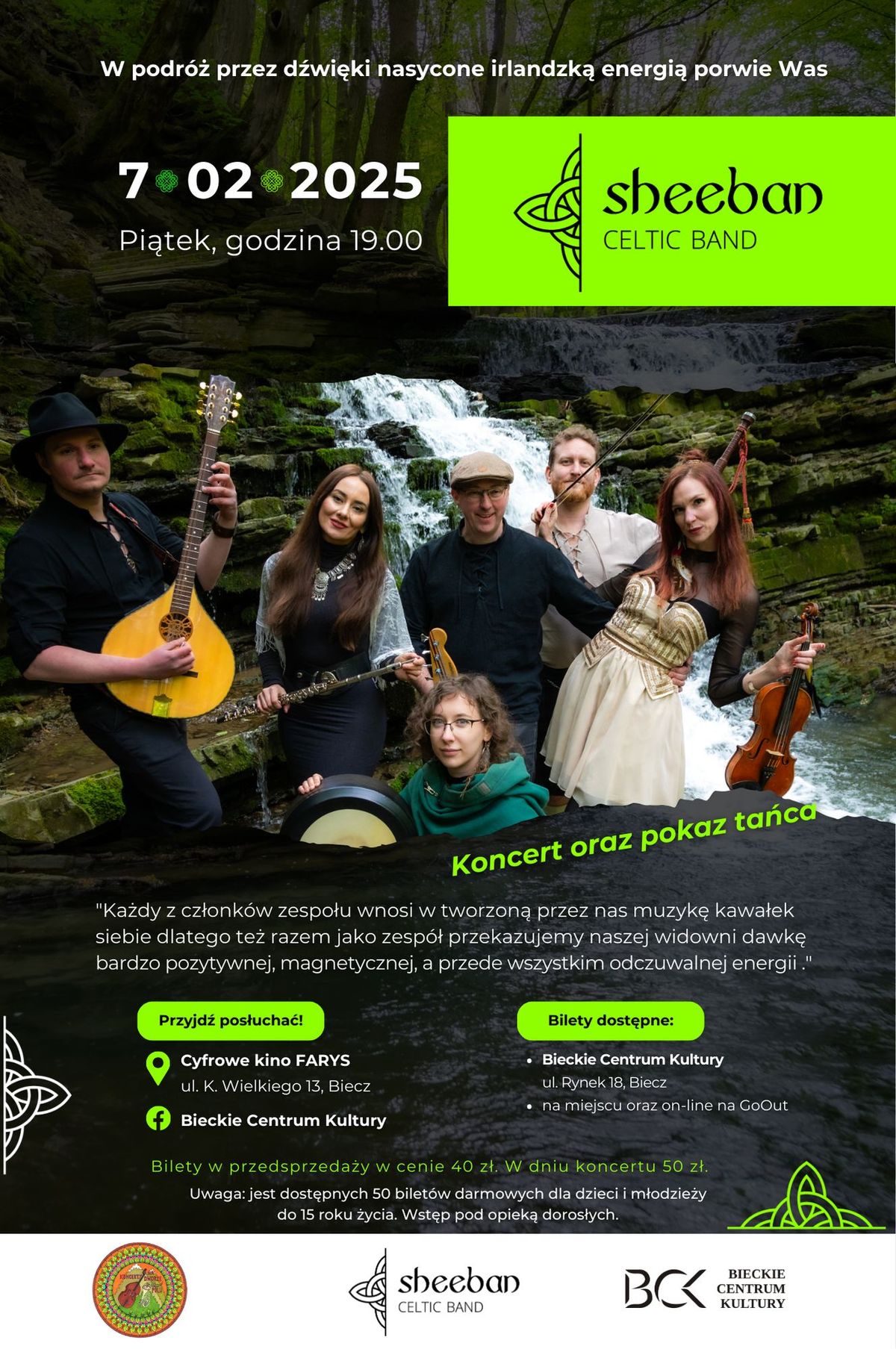 Koncert Sheeban Celtic Band plus pokaz ta\u0144ca irlandzkiego w  Bieckim Centrum Kultury