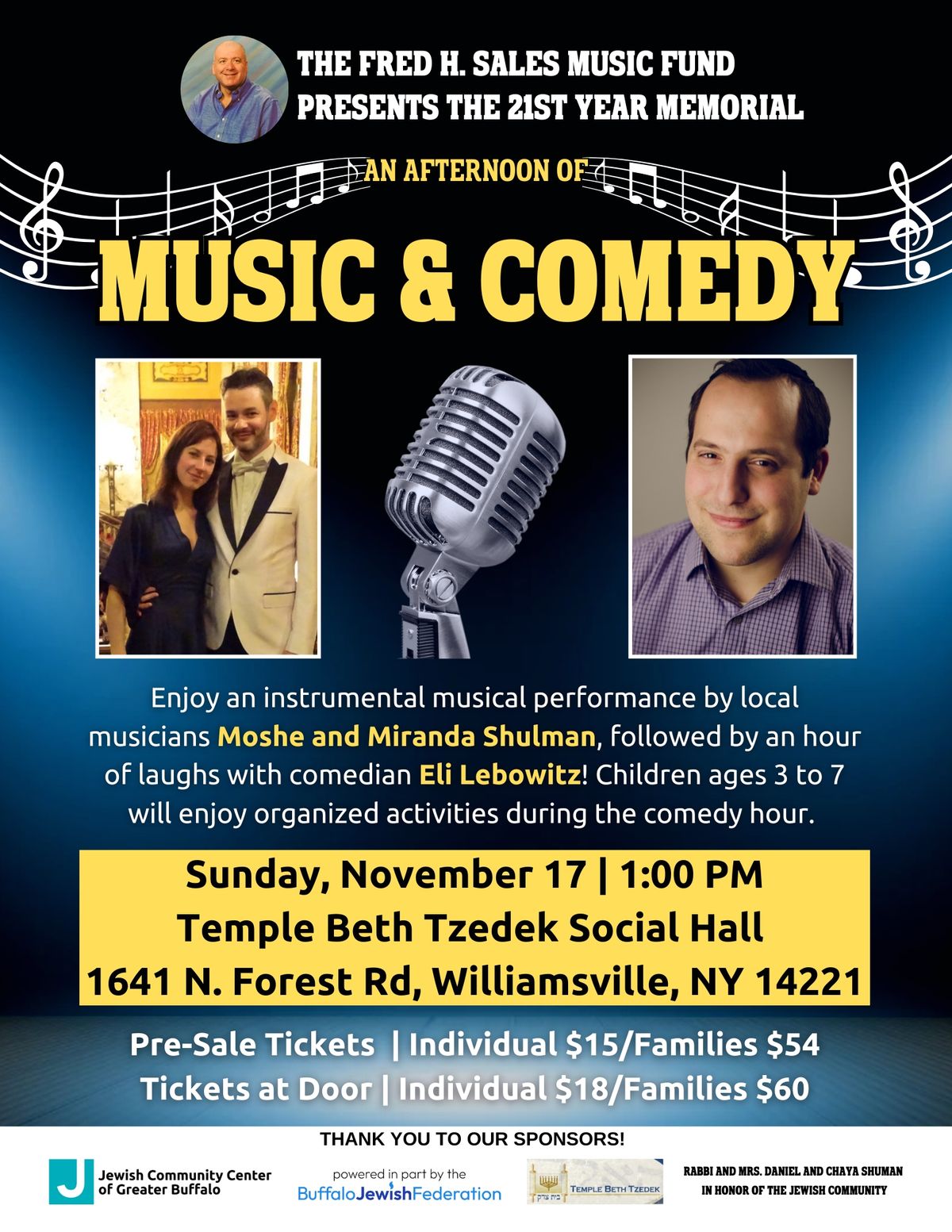 Music and Comedy presented by Fred H Sales 21st Memorial Music Fund