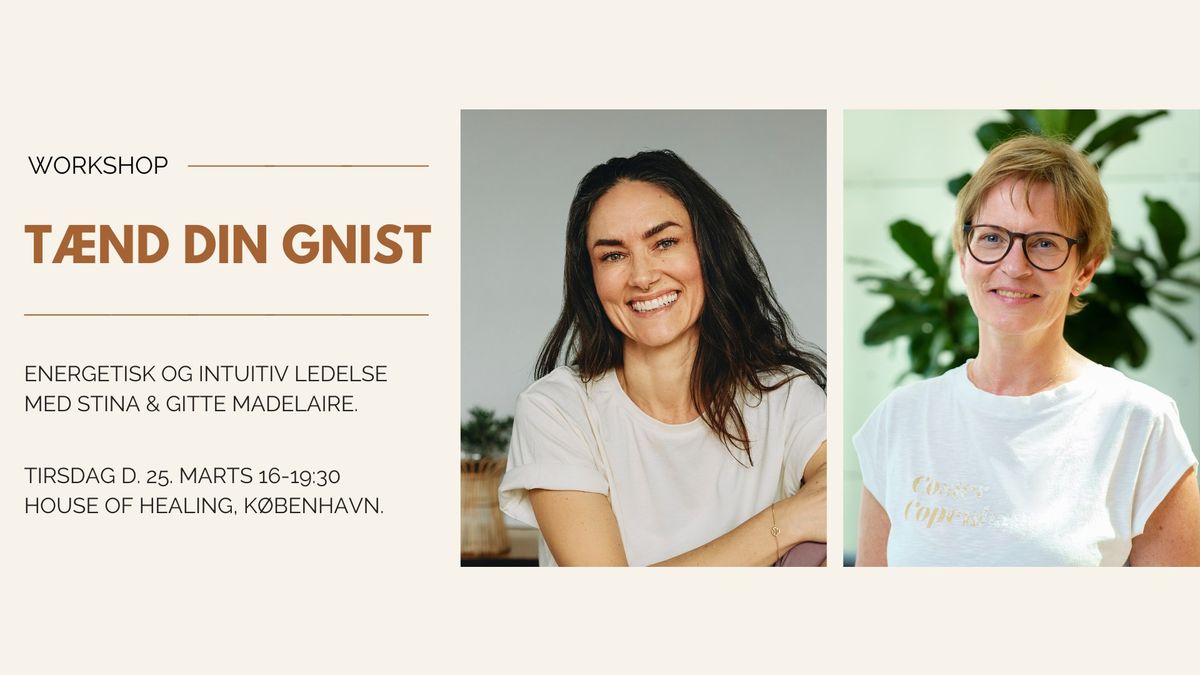 T\u00c6ND DIN GNIST - workshop i energetisk og intuitiv ledelse med Stina & Gitte Madelaire.