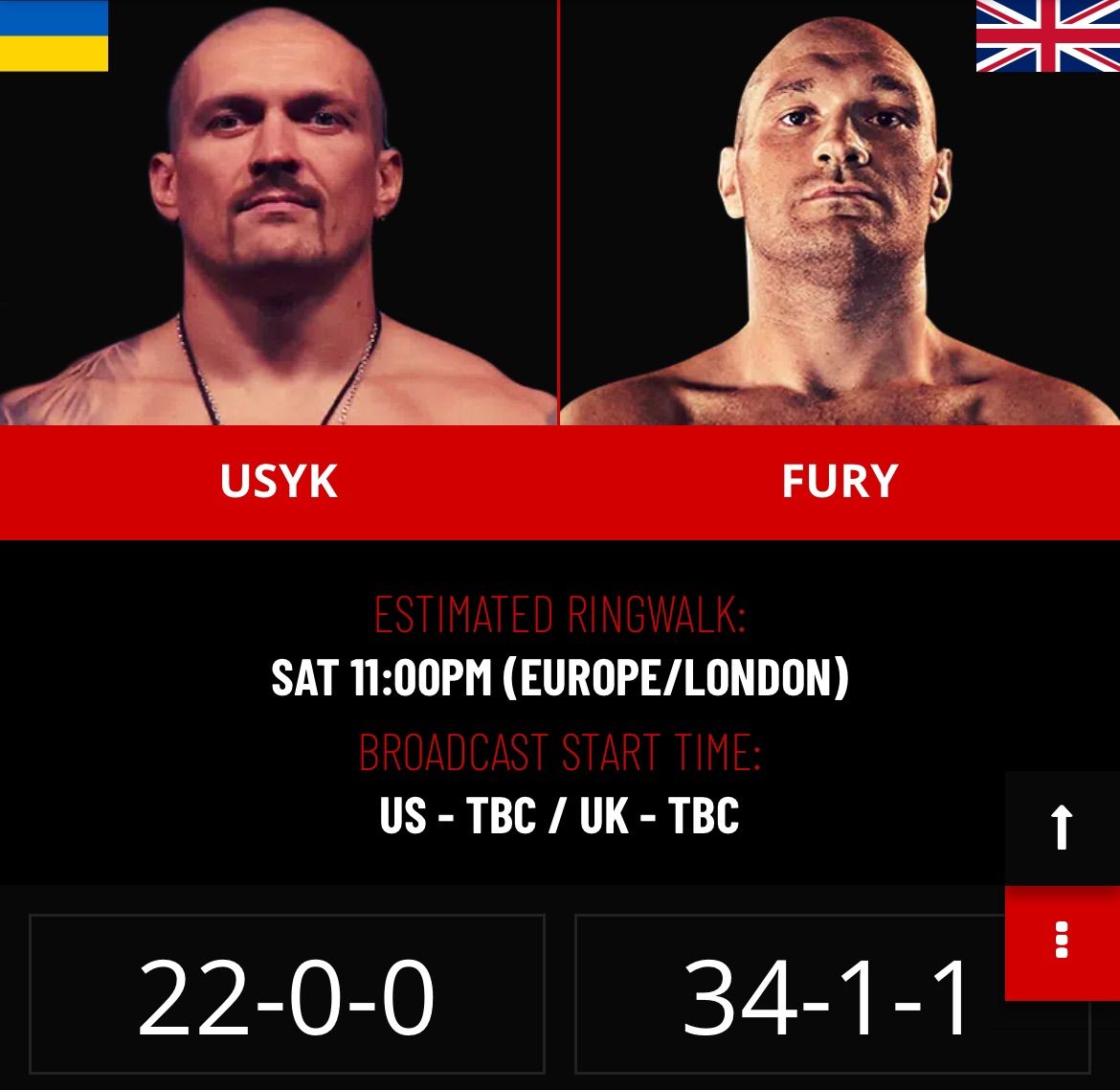 USYK vs Tyson Fury Live at FCC