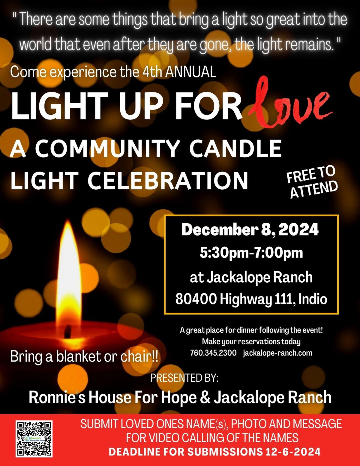 4th Annual Light Up for Love Candle Light Celebration