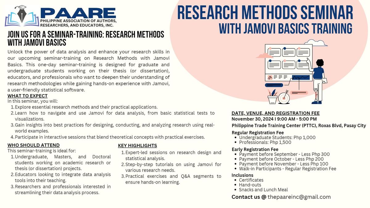 RESEARCH METHODS SEMINAR WITH JAMOVI BASICS TRAINING