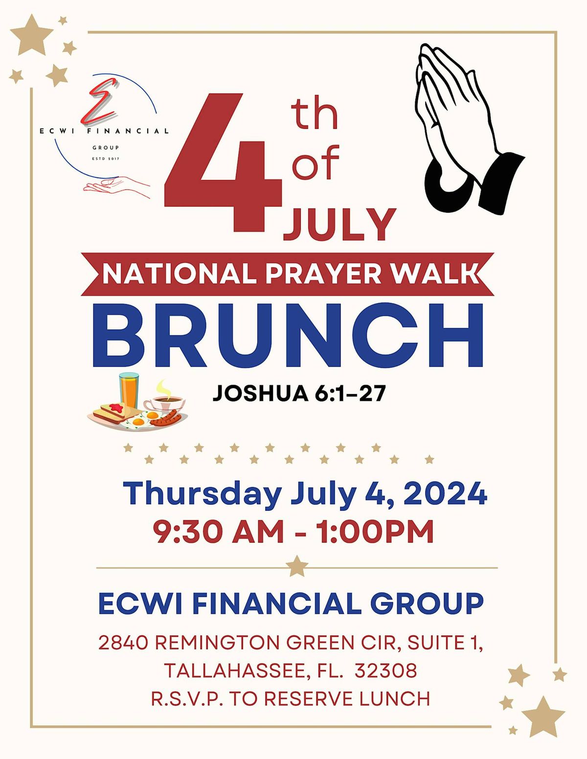 2nd Annual 4th July National Prayer Walk Brunch
