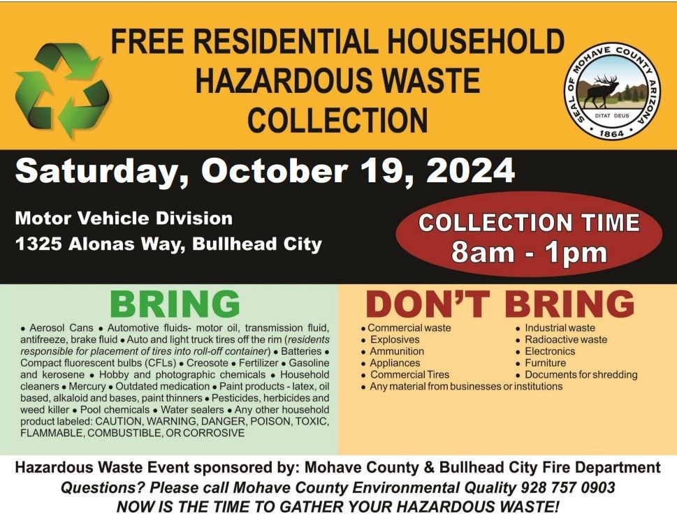 FREE HOUESHOLD HAZARDOUS WASTE COLLECTION DAY