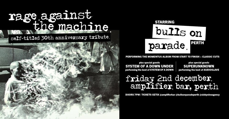 RAGE AGAINST THE MACHINE (Self Titled) 30TH ANNIVERSARY TRIBUTE | Amplifier Bar, Perth WA