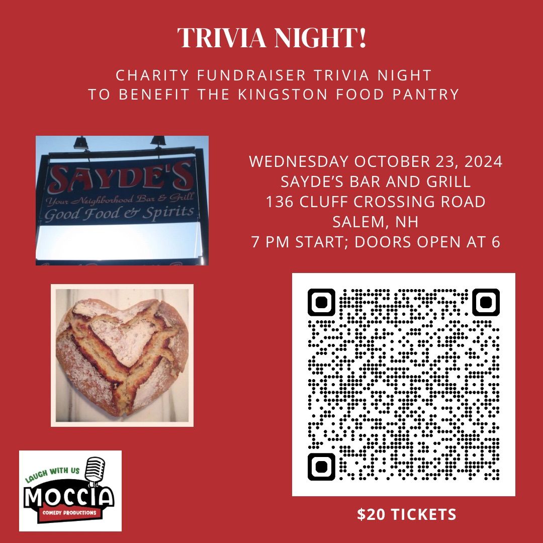 Charity Trivia at Sayde's Bar and Grill to benefit Kingston Food Pantry!