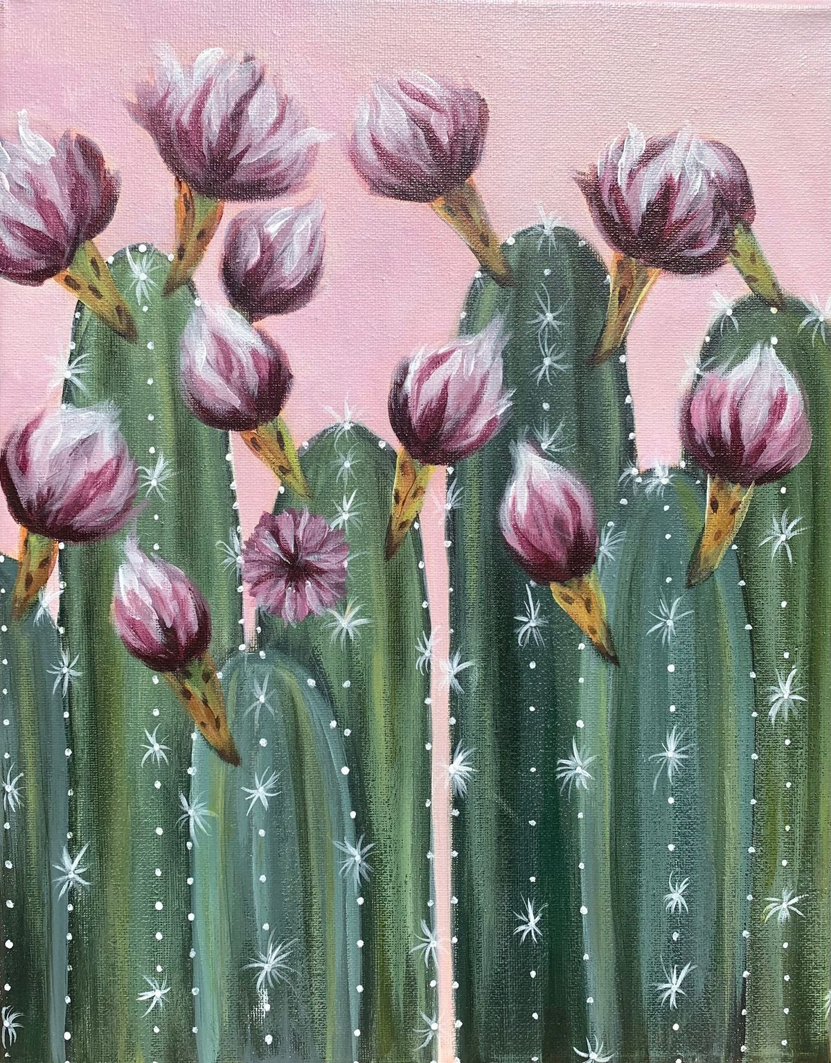 Cactus flowers paint and sip