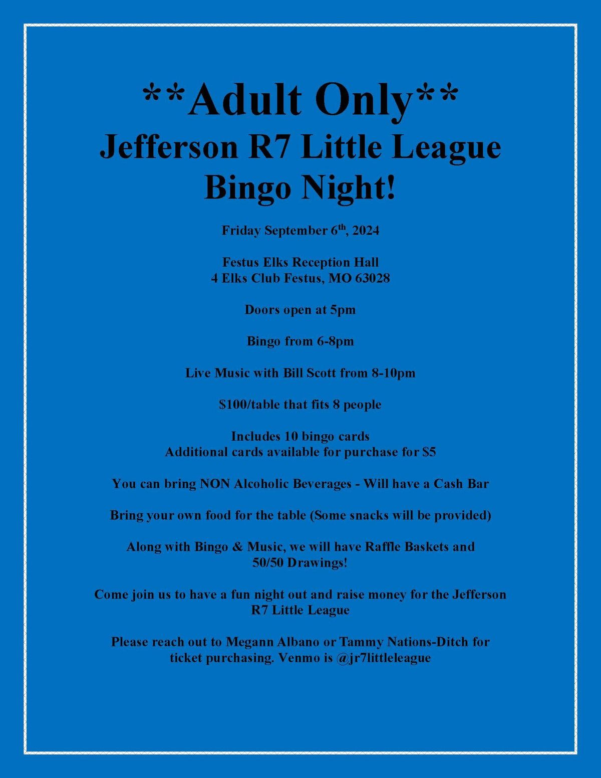 Little League Bingo Night!