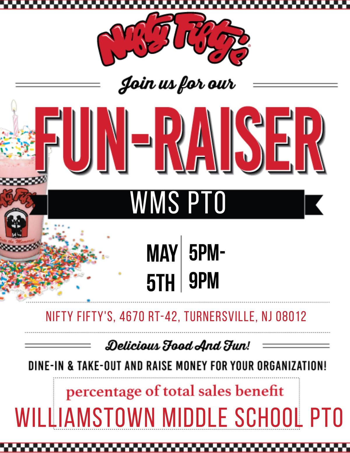 WMS PTO Fun-raiser @ Nifty Fifty's!