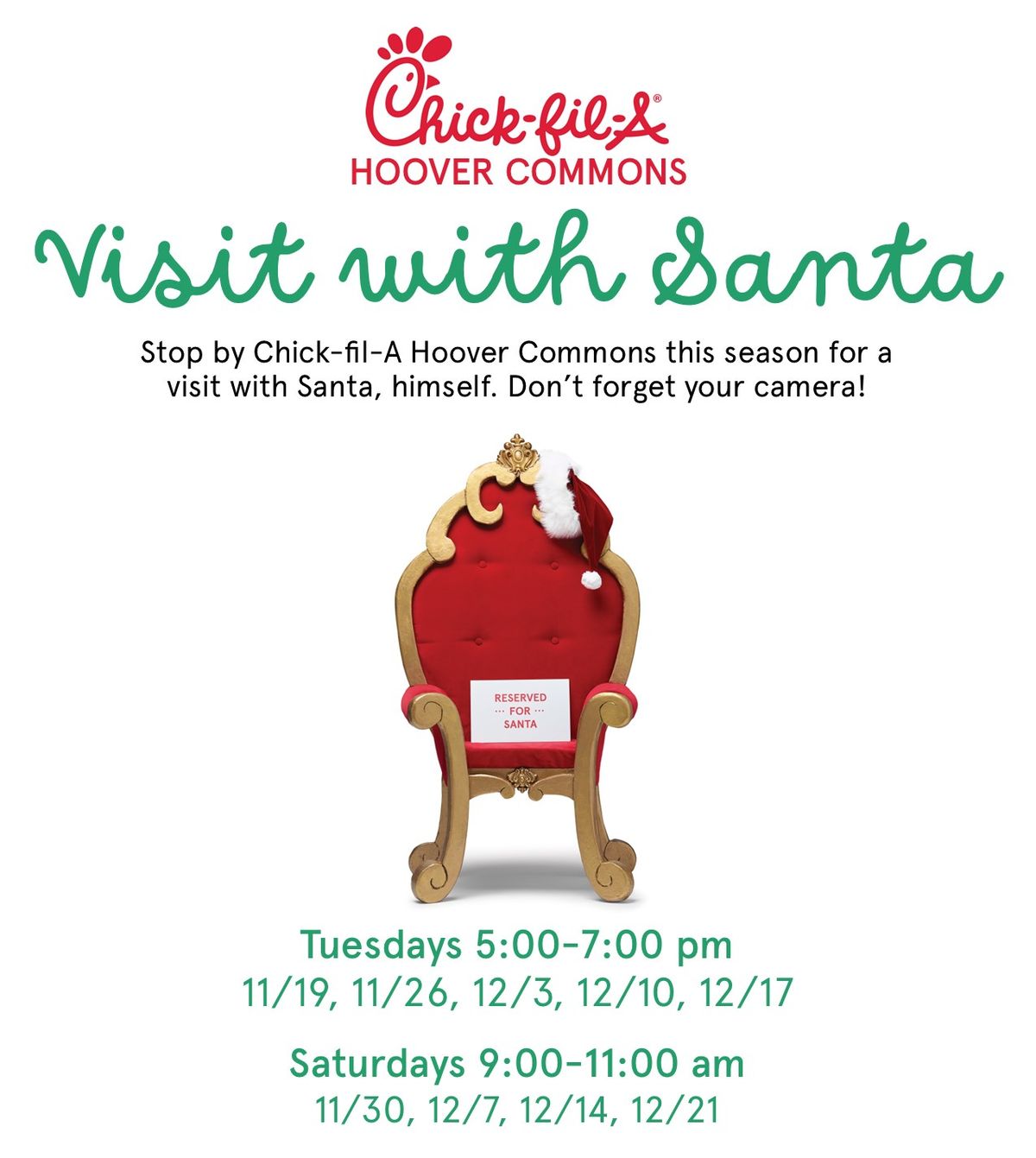 Breakfast with Santa at Chick-fil-A Hoover Commons