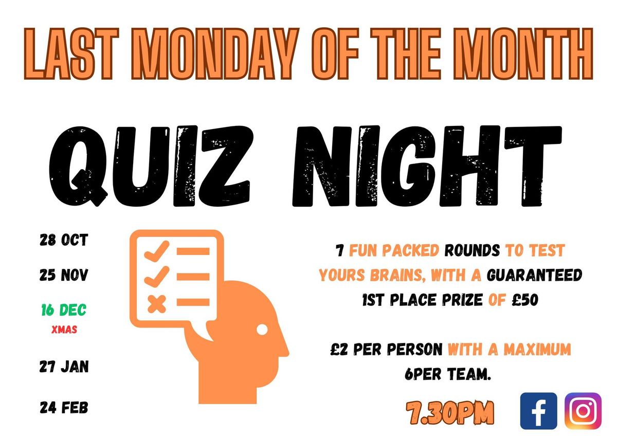 Charity Edition: Marquis\u2019 Great Monthly QUIZ with your host Mr Carey Preece