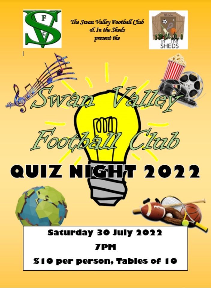 Quiz Night - Swan Valley Football Club and Alby in the Sheds