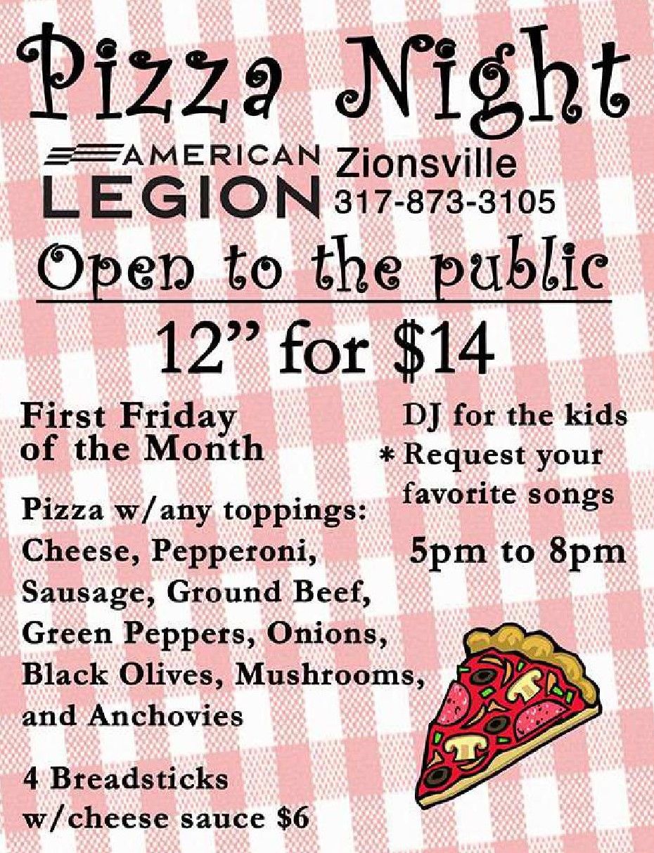 PIZZA & BREADSTICKS NIGHT at Zionsville American Legion