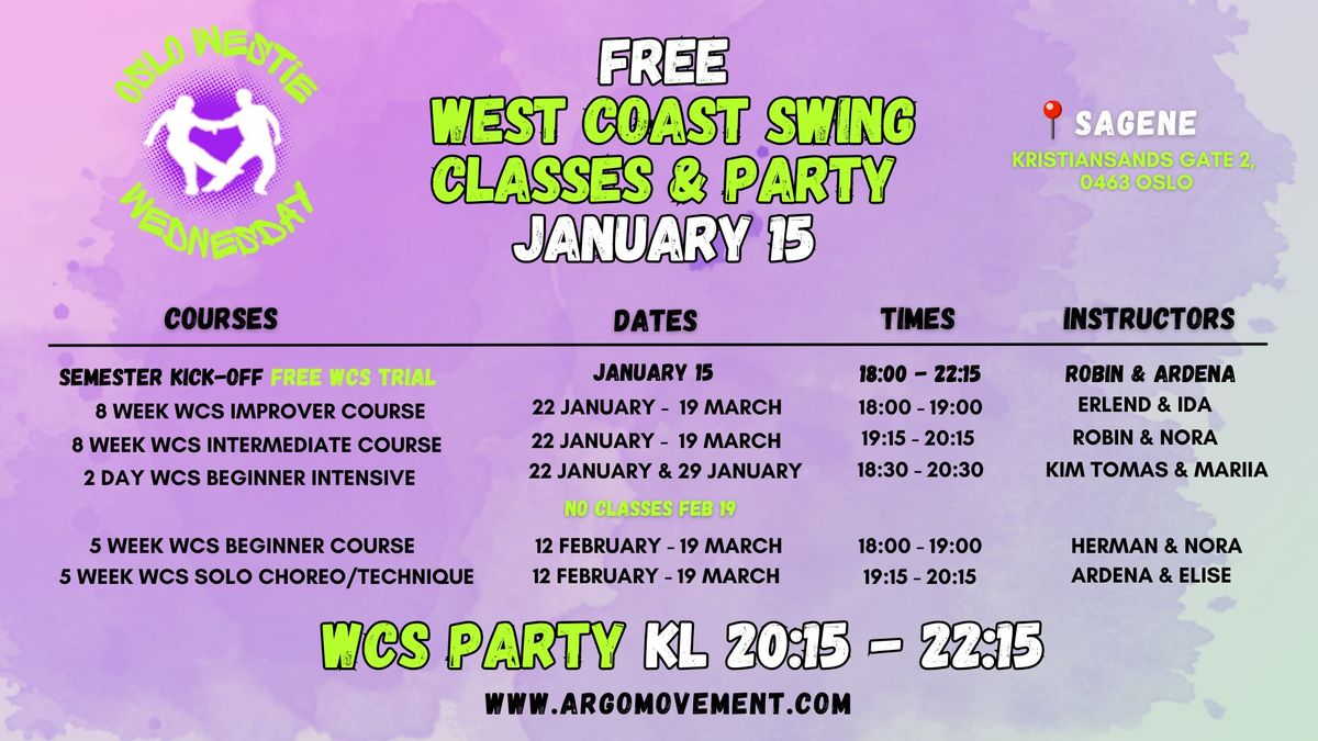 West Coast Swing in Oslo (SEMESTER KICK-OFF JAN 15) 