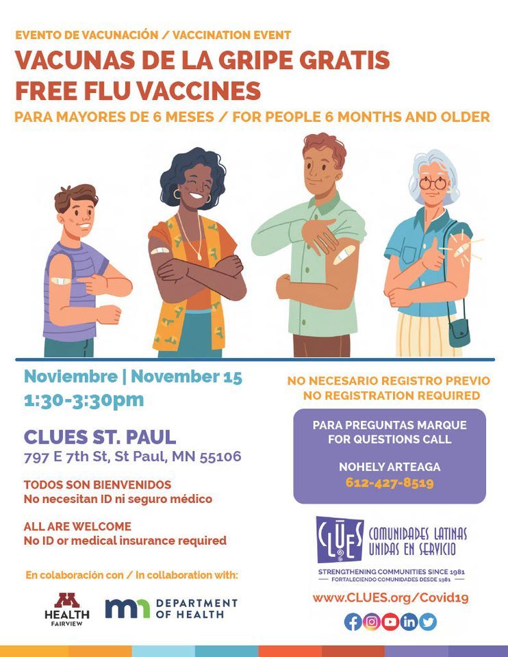 CLUES Evento de Vacunaci\u00f3n de la Gripe STP | Community Flu Vaccination Event STP