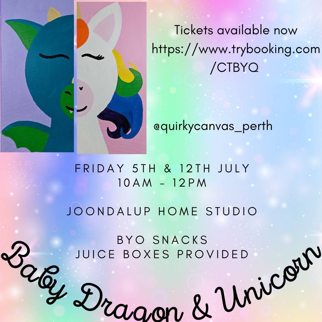 School Holiday Paint and Sip: Baby Dragon and Unicorn Adventures