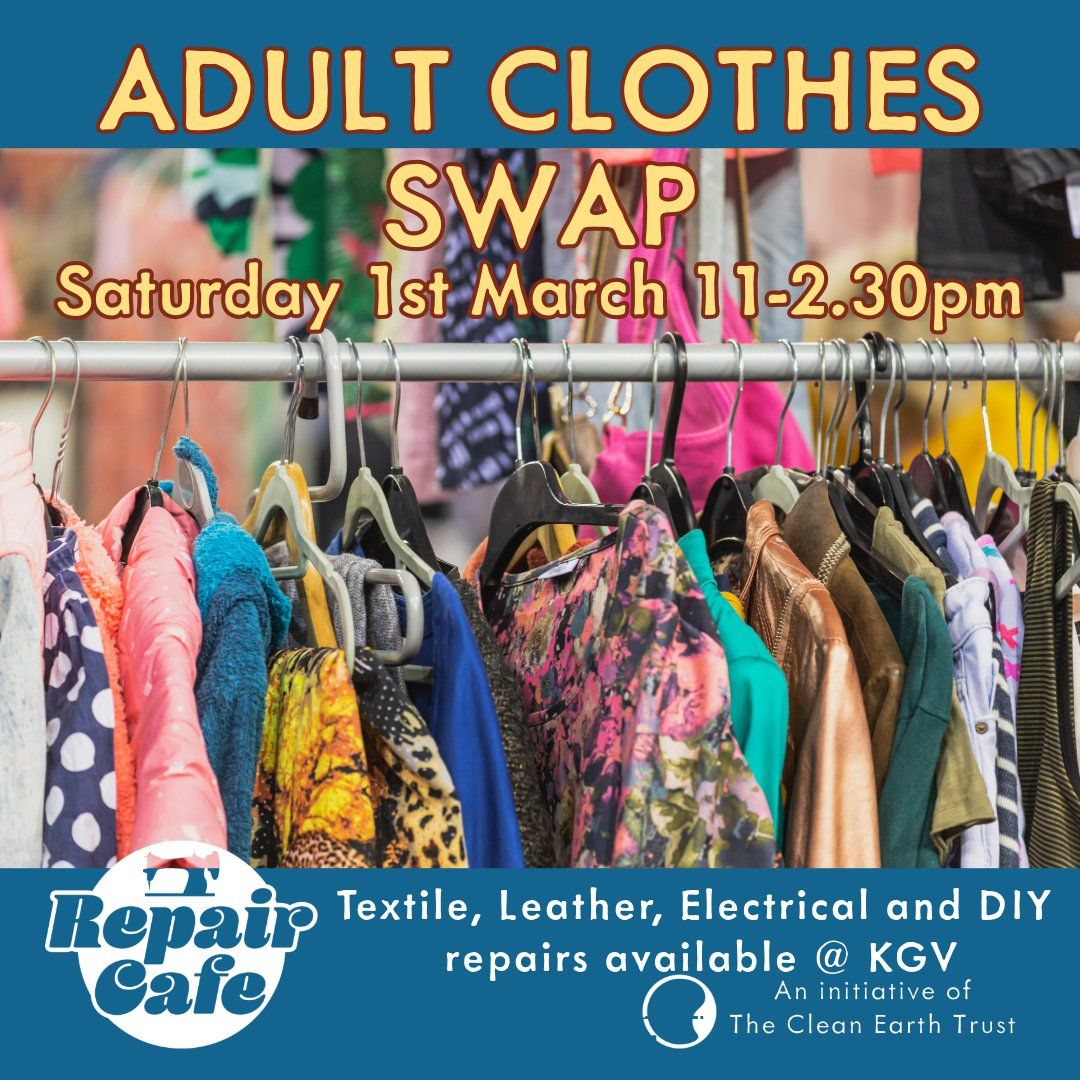 Monthly Repair Cafe and Adults Clothes Swap 1st March