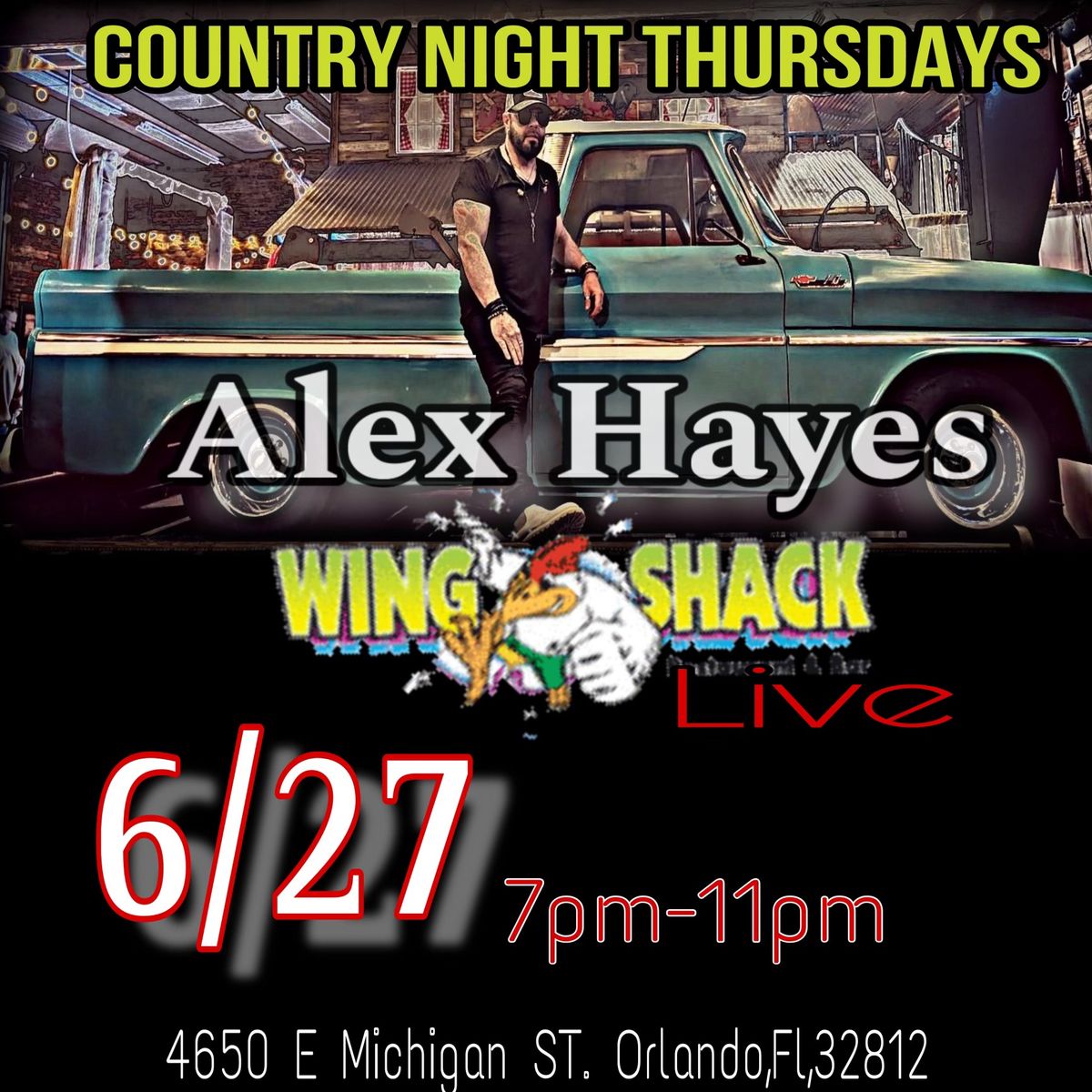 COUNTRY NIGHT with Alex Hayes comes to WingShack in Orlando 