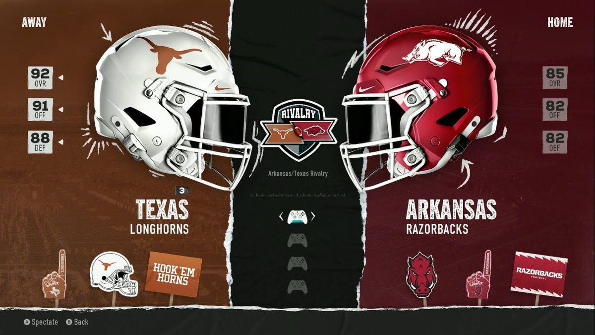 Texas Longhorns vs. Arkansas Razorbacks