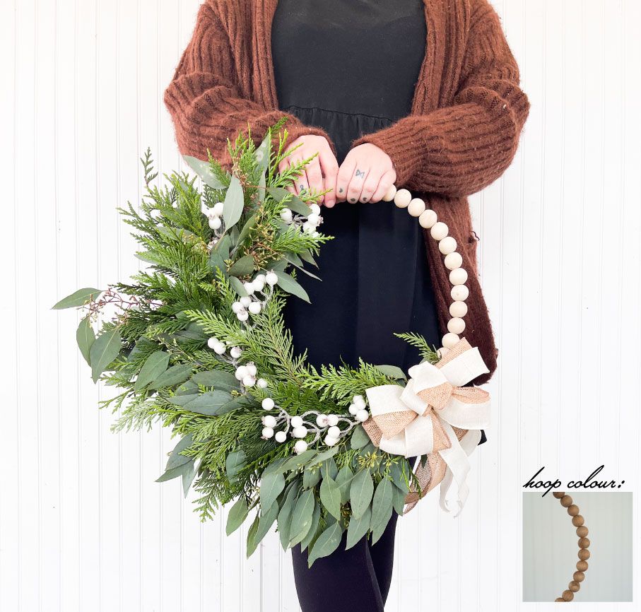 Brown Beaded Hoop Wreath Workshop (Sunday, Dec., 8th @ 2PM)