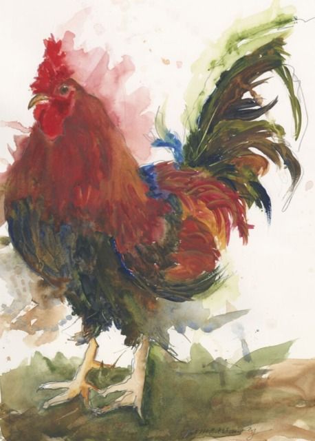 Paint a Rooster with Watercolor