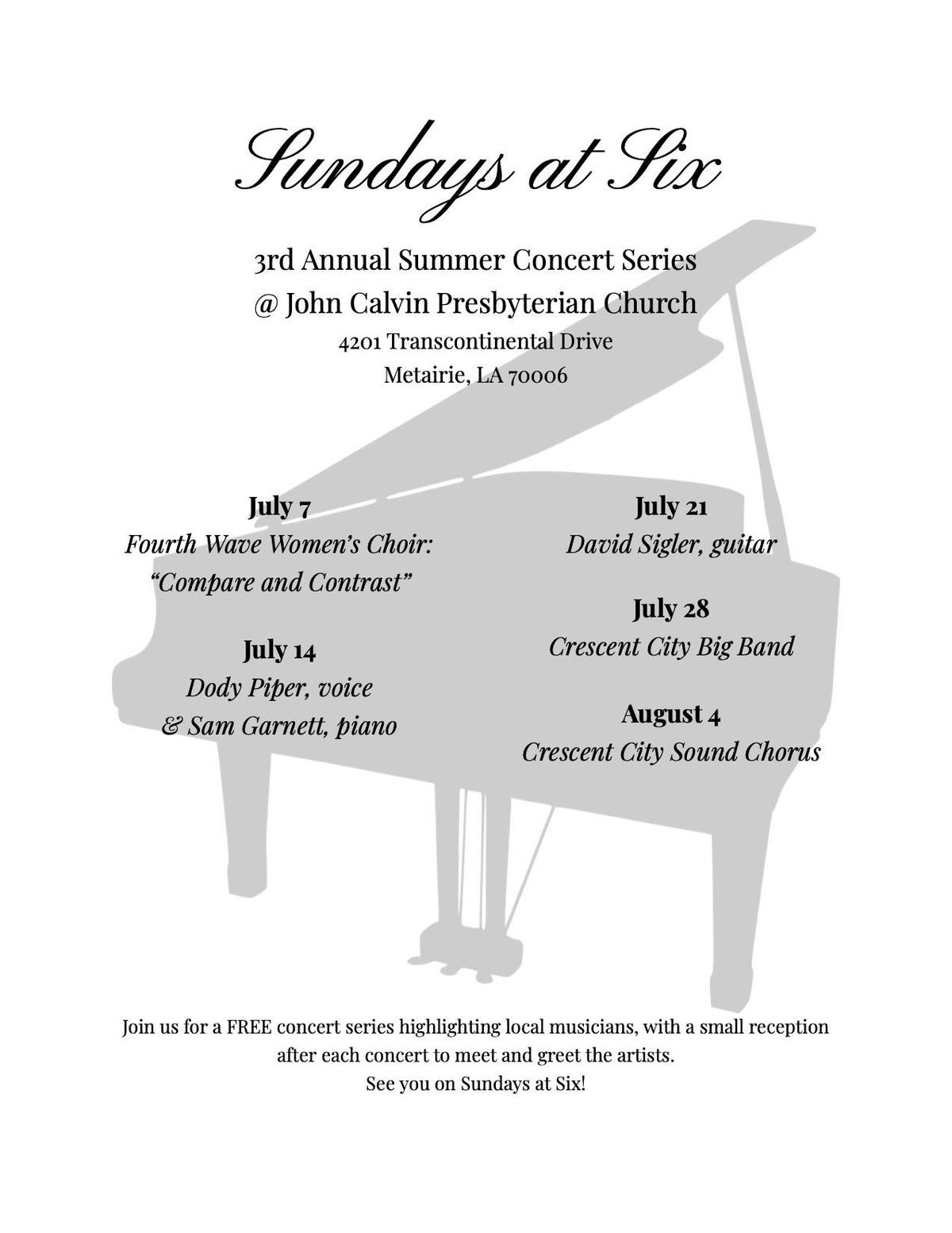 3rd Annual Sundays @ Six Concert Series