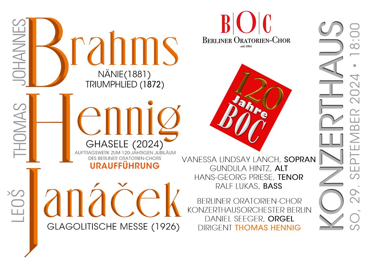 Jubil\u00e4umskonzert: J. Brahms, T. Hennig, L. Jan\u00e1\u010dek