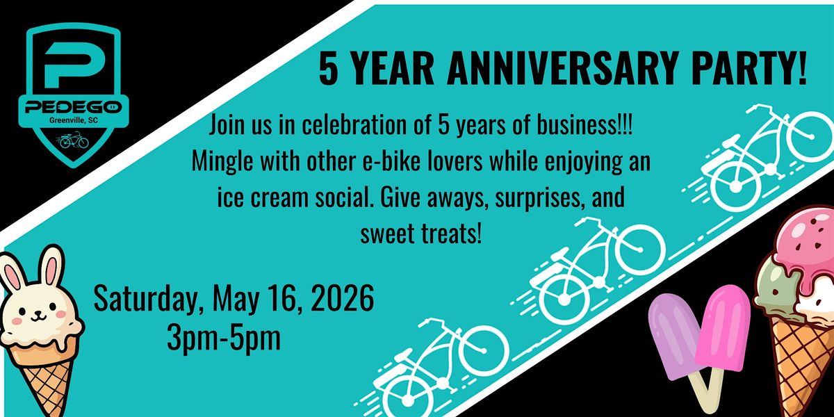 5 YEAR ANNIVERSARY PARTY FOR PEDEGO ELECTRIC BIKES GREENVILLE