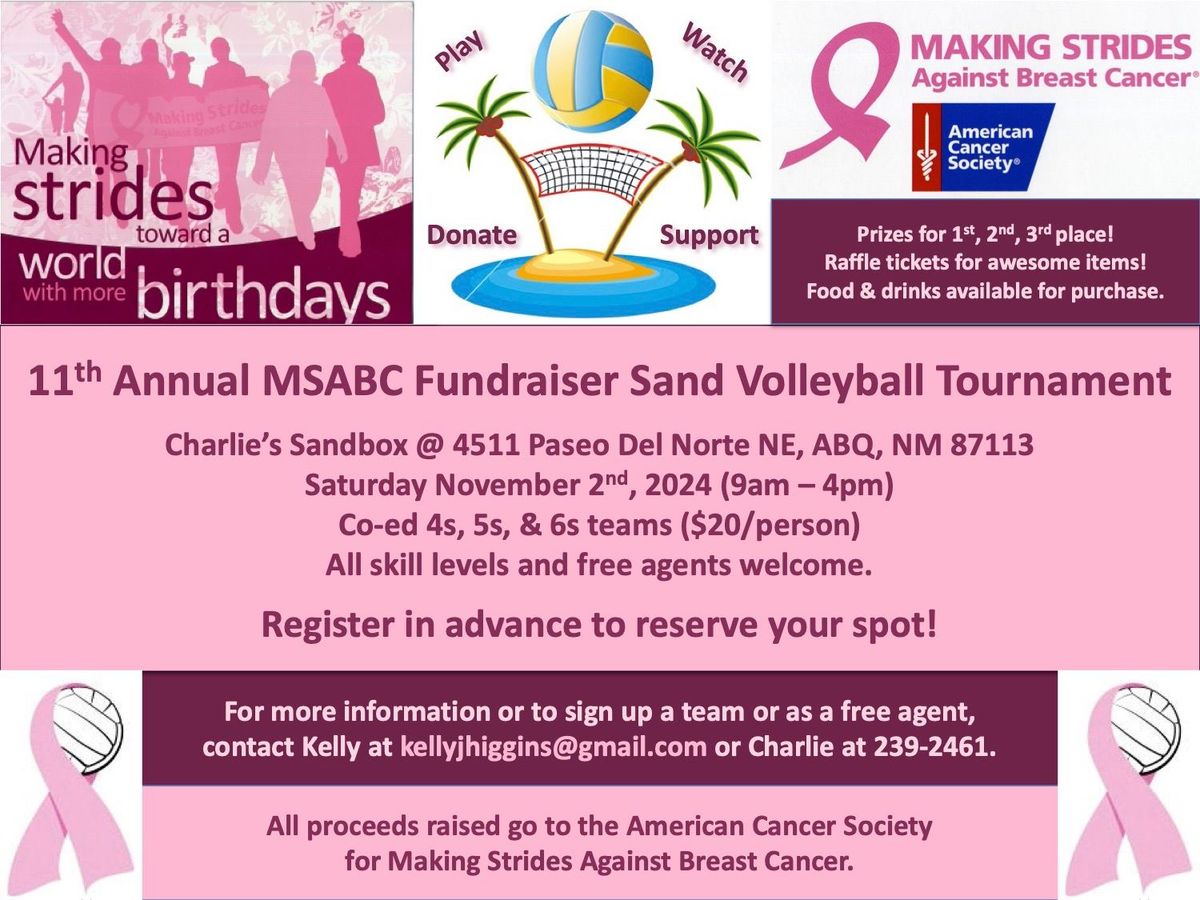 11th Annual MSABC Fundraiser Sand Volleyball Tournament