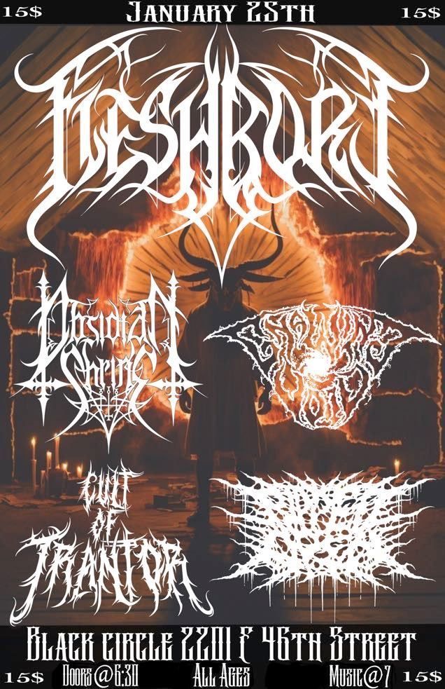 FLESHBORE w\/ OBSIDIAN SHRINE, GNAWING VOID, CULT OF TRANTOR & RIPPED OPEN! 