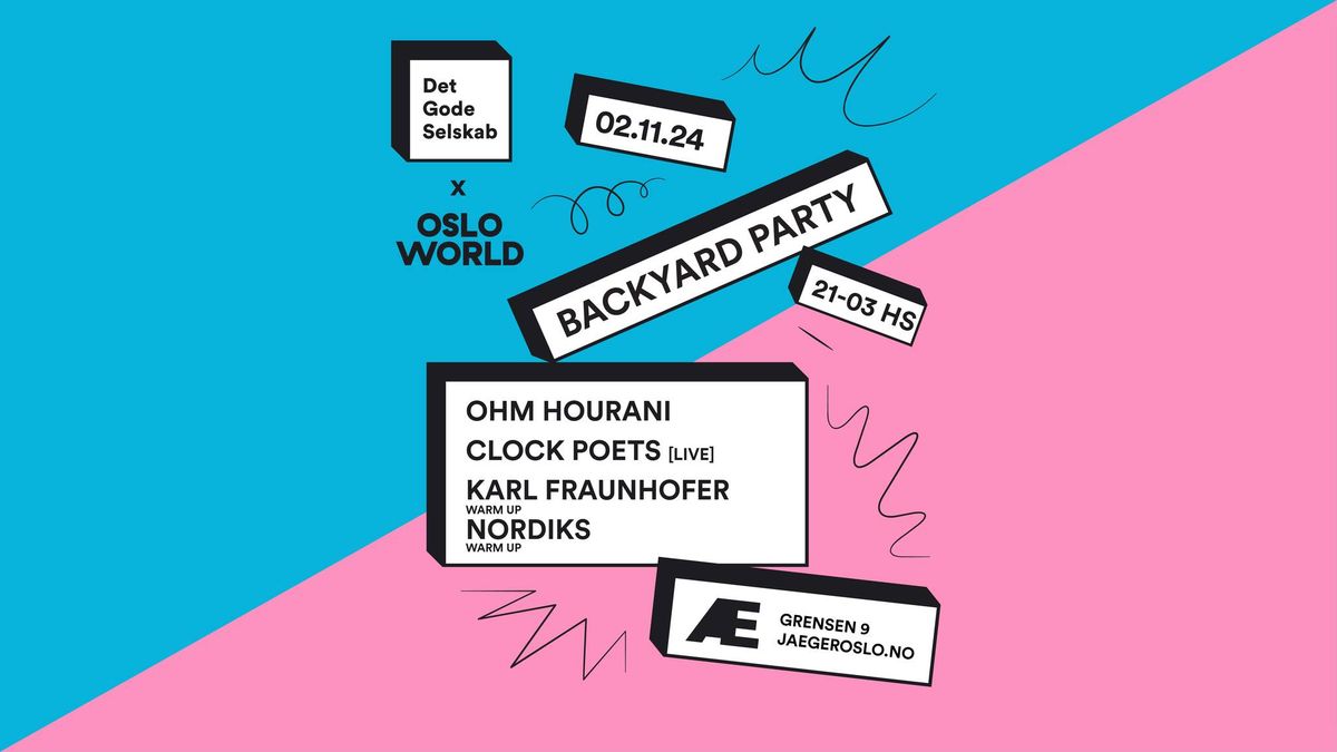 Det Gode Selskab x Oslo World: Ohm Hourani, Clock Poets, Karl Fraunhofer, Nordiks (NO\/JO\/CA\/ESP\/MAR)