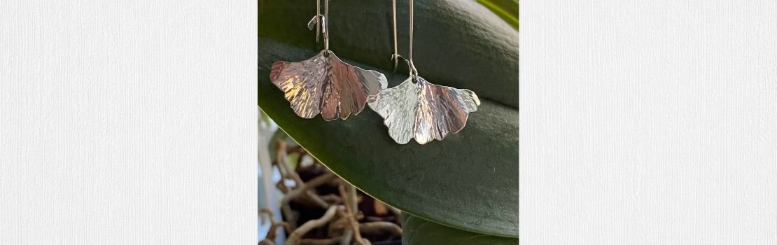 Sterling Silver Ginkgo Earrings - May 16