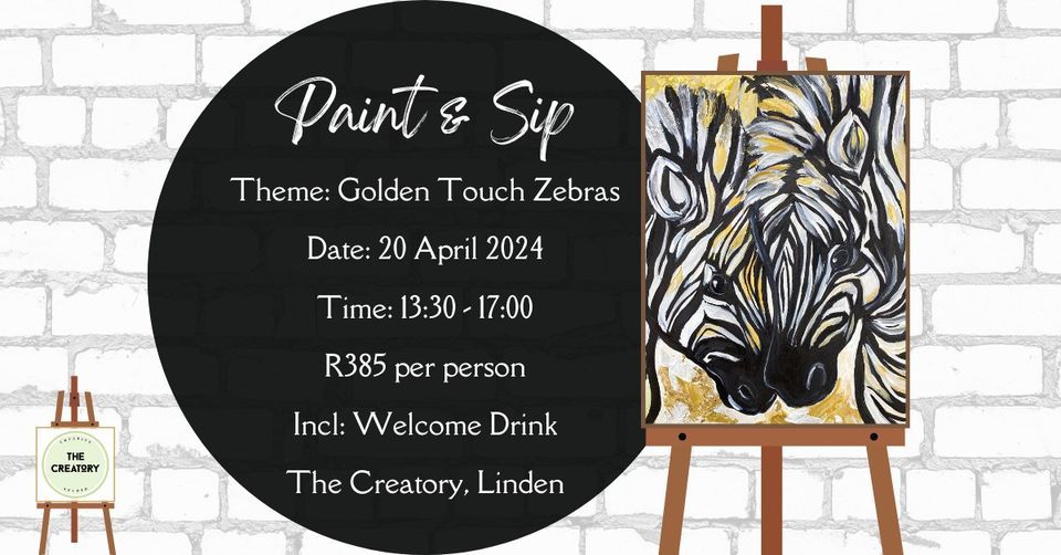 Paint & Sip: Golden Touch Zebras