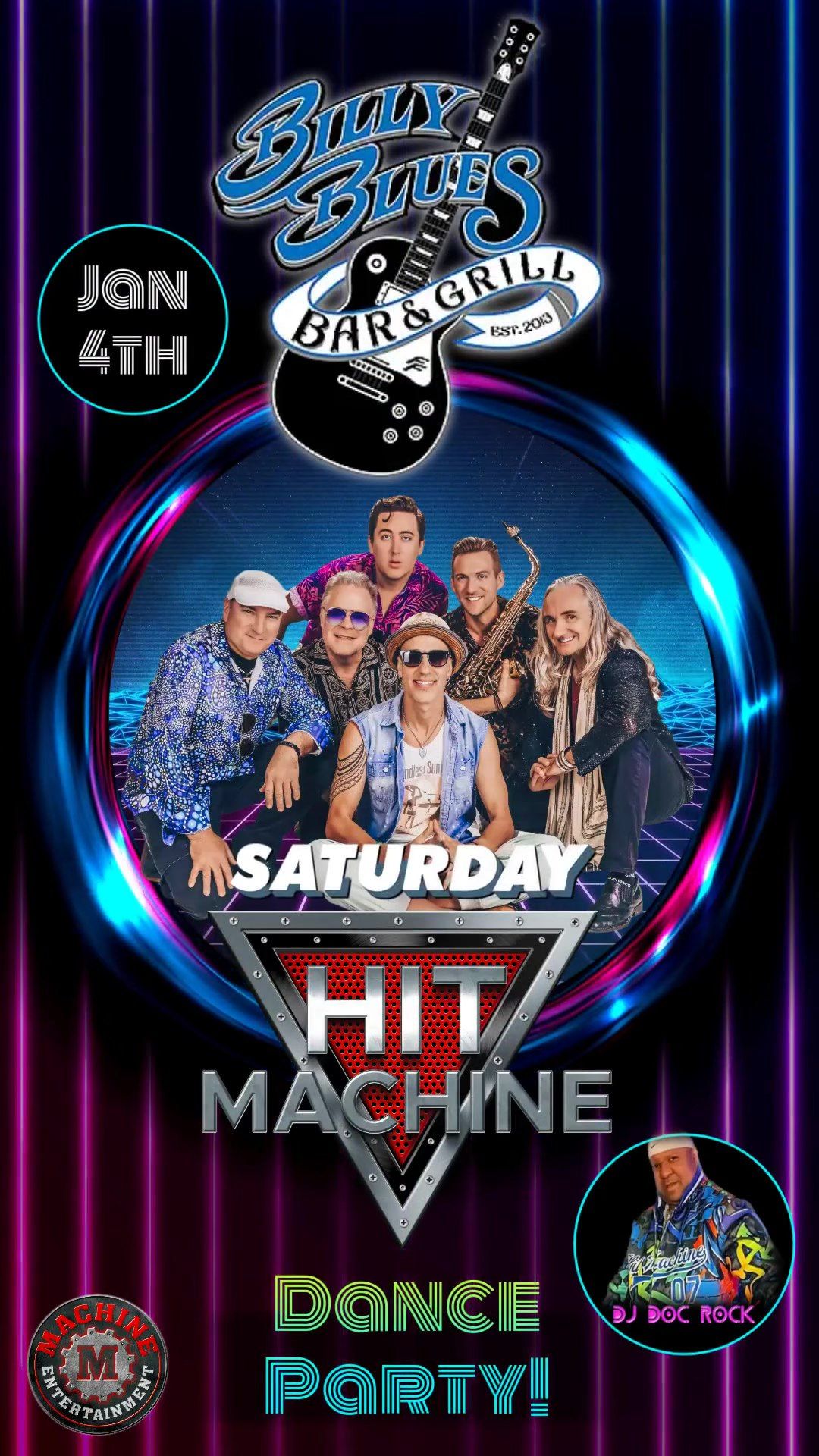 HIT MACHINE Returns to Billy Blues THIS Saturday!