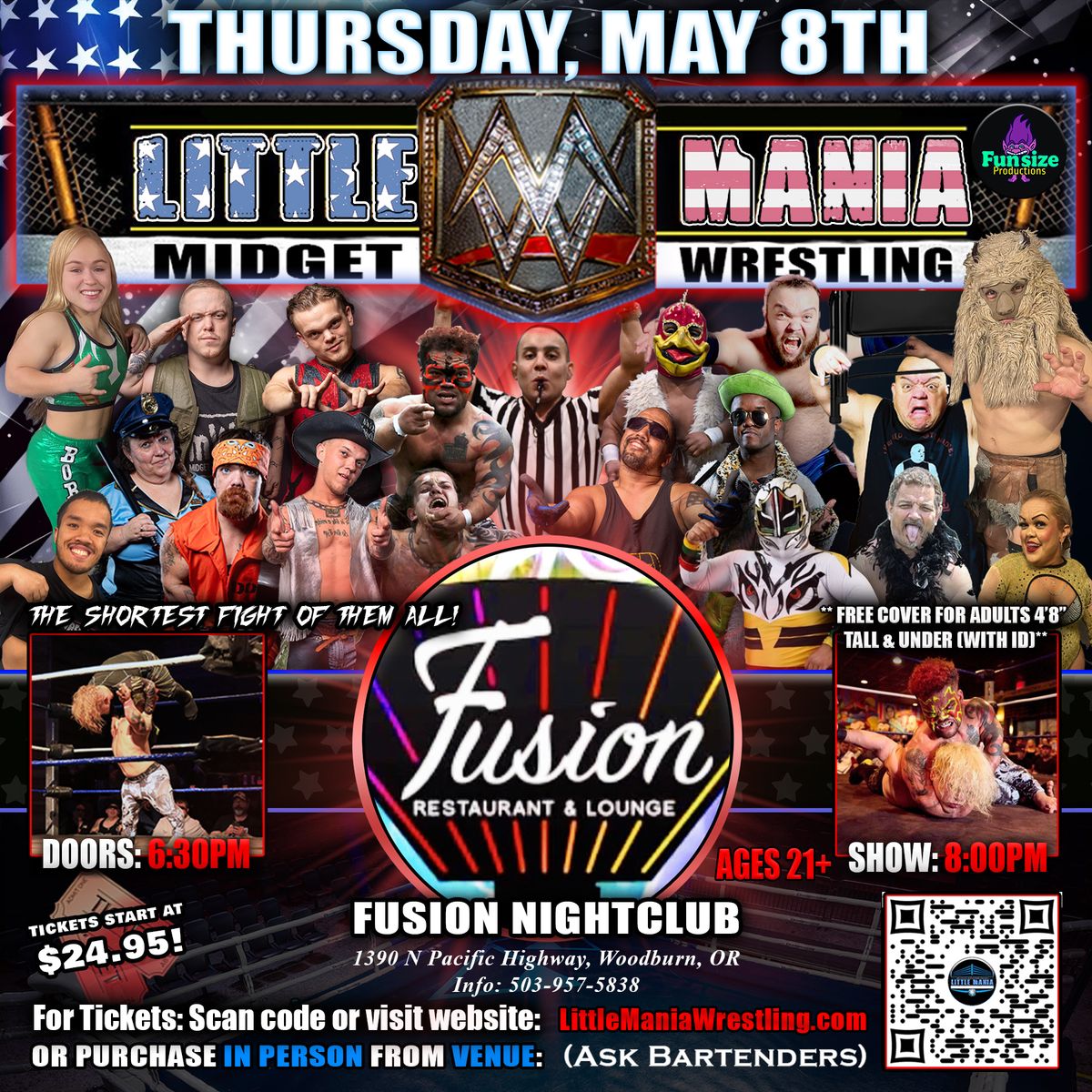 Woodburn, OR- Midget Wrestling All * Stars @Fusion Nightclub "The Shortest Fight of Them All!"