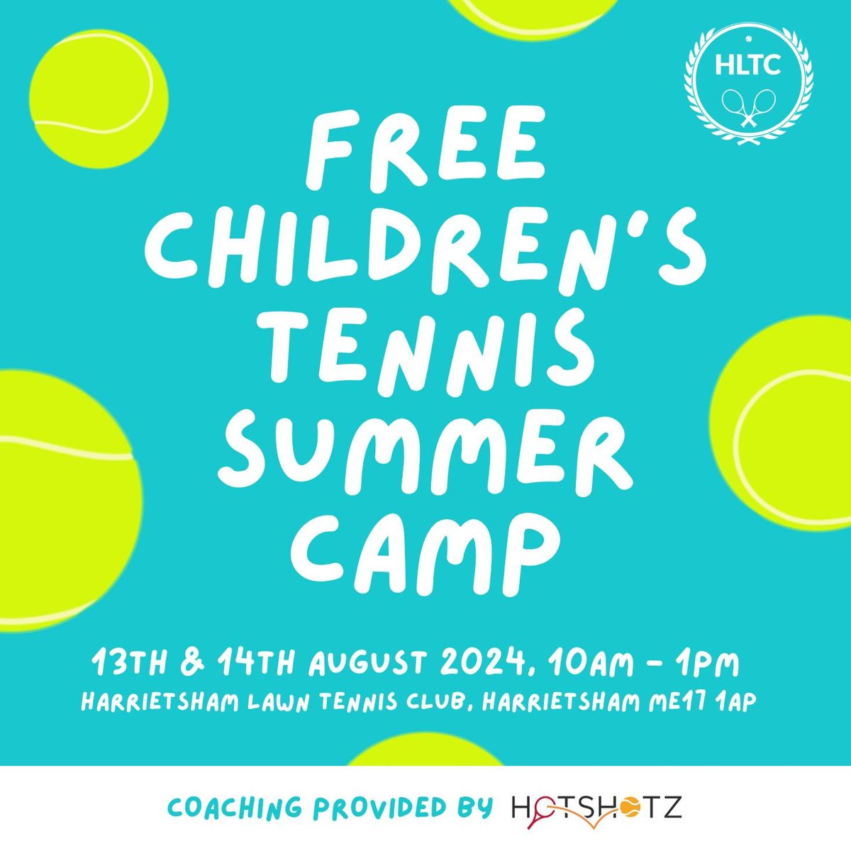 FREE Children's Tennis Summer Camp - Ages 4 to 14