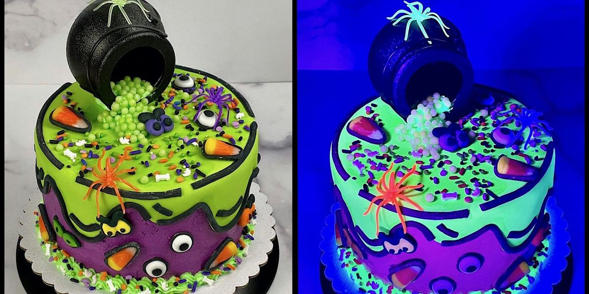 Glow In The Dark Cauldron Cartoon Cake Decorating Class