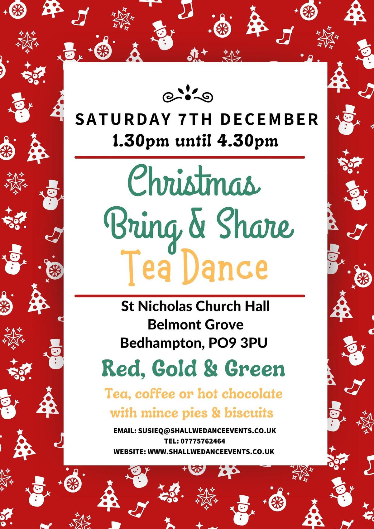 Christmas Bring & Share Tea Dance: Red, Gold & Green Theme 