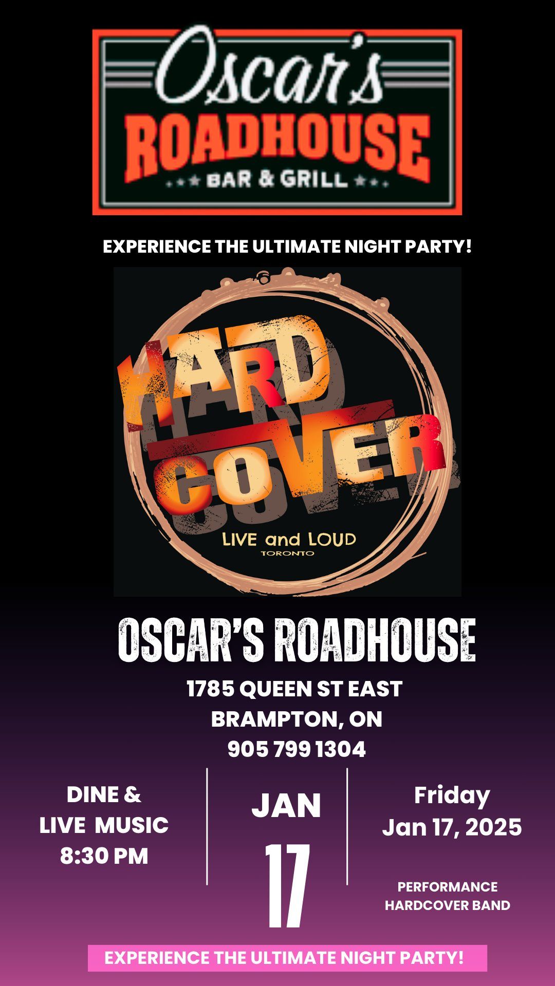 HARDCOVER Band Returns to OSCAR'S ROADHOUSE