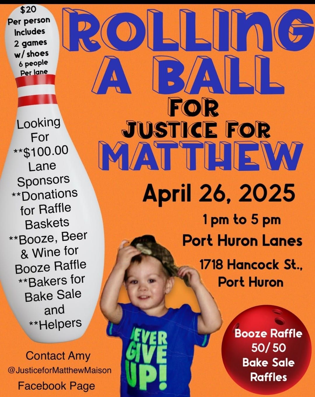 Rolling a ball for Justice for Matthew