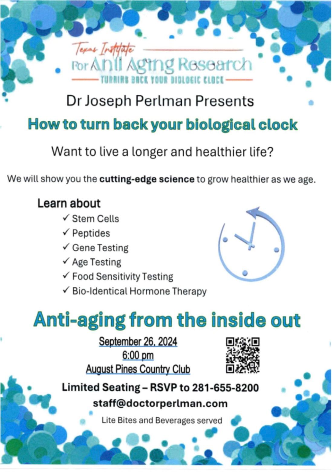 Life-Changing Event! Only if you\u2019re interested in turning back your biological clock!