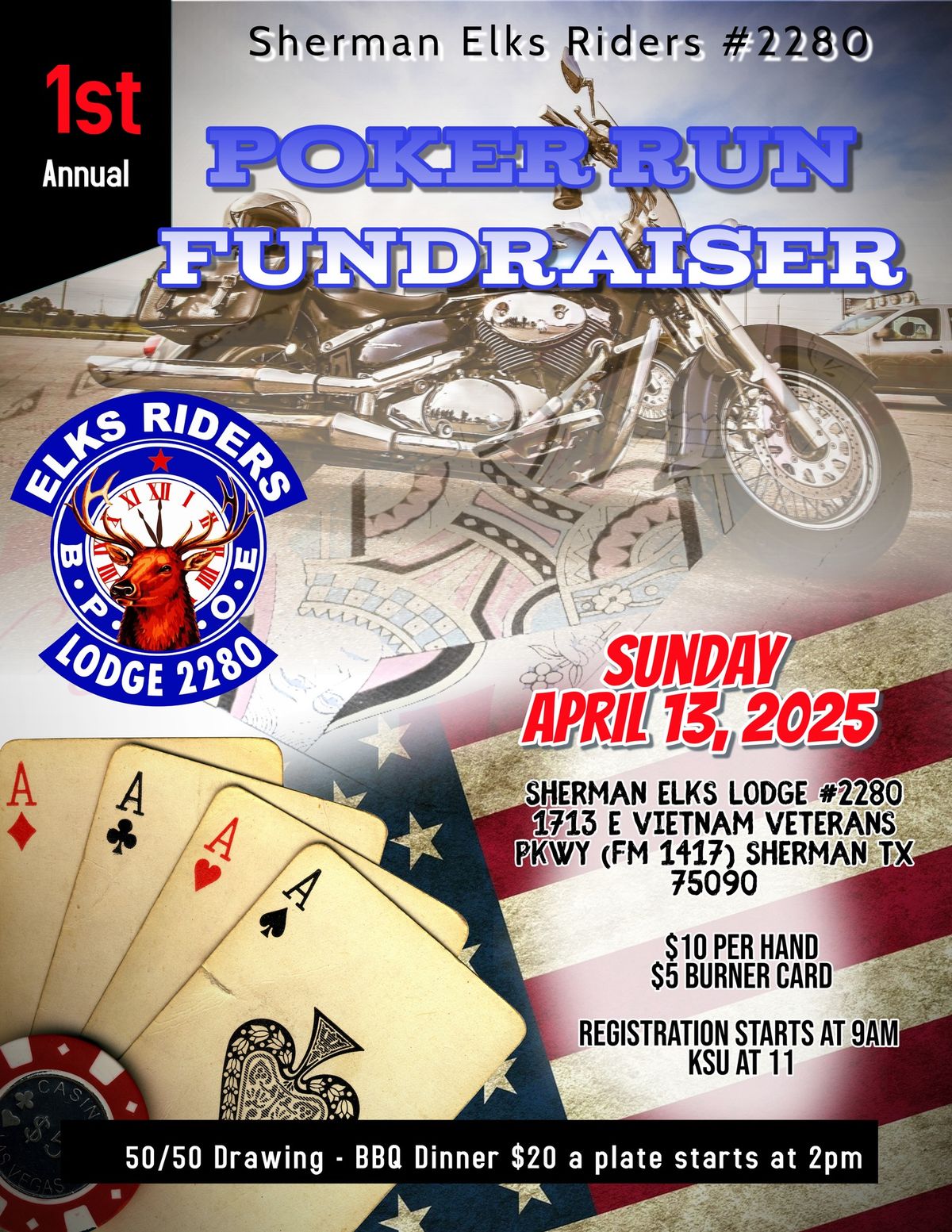 First Annual Elks Riders #2280 Poker Run Fundraiser