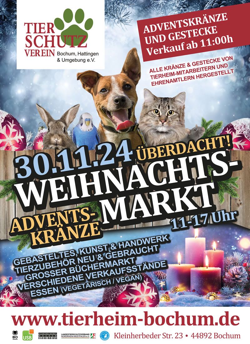 Weihnachtsmarkt (\u00fcberdacht) am Tierheim