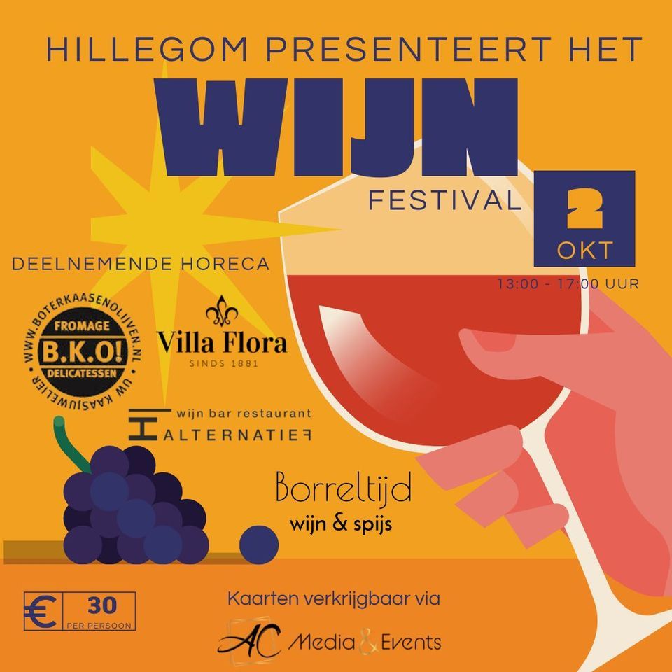 Wijnfestijn op 2 oktober in Hillegom