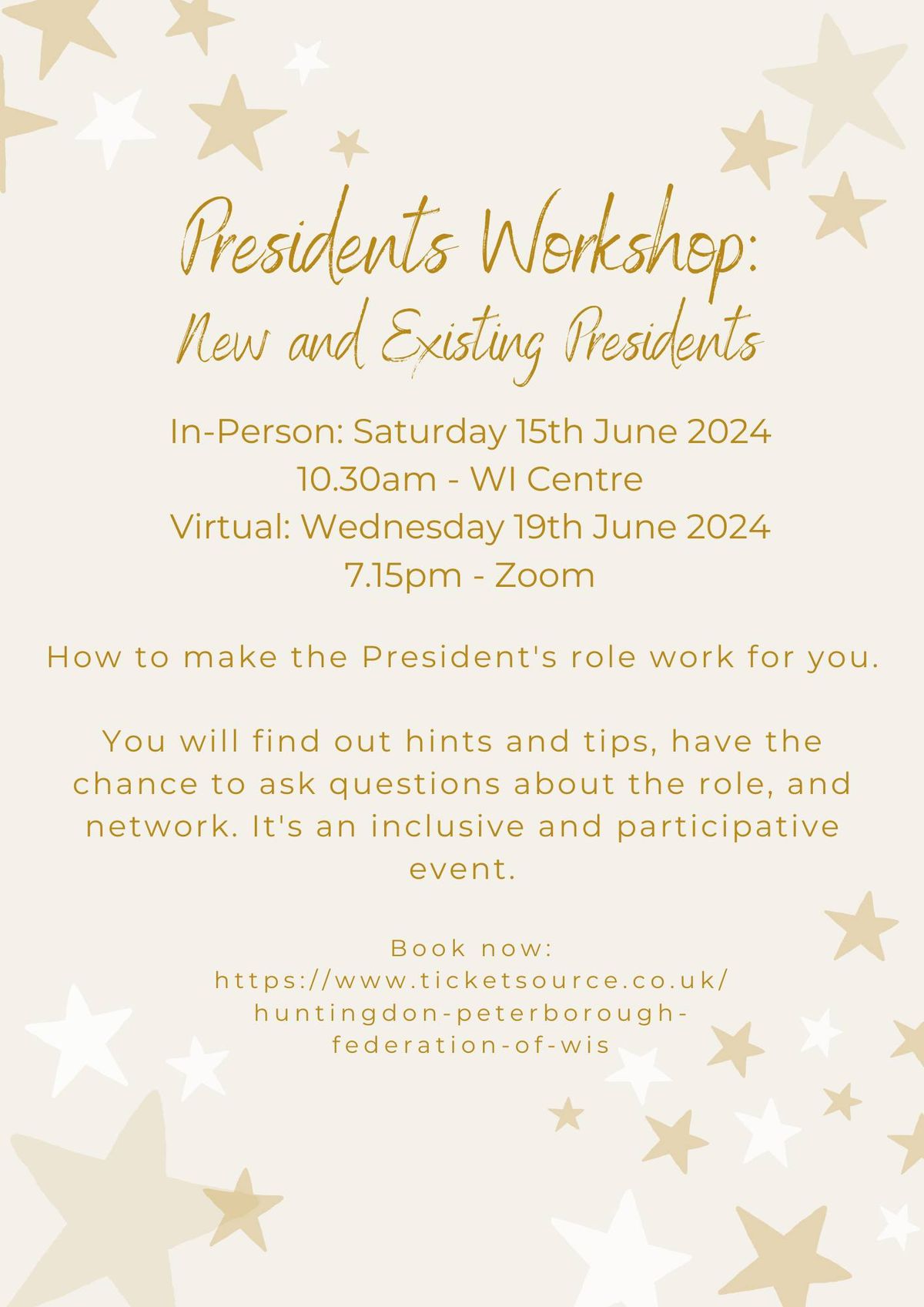 Presidents Workshop - In Person